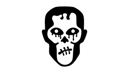 Zombie Head symbol , black isolated silhouette