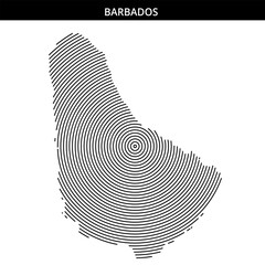 Outline of Barbados highlighted with spiral lines for artistic effect