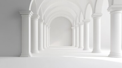 Ancient white marble columns in a classical building's architectural design