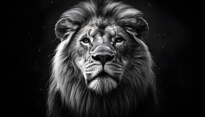 Fototapeta premium black and white lion portrait