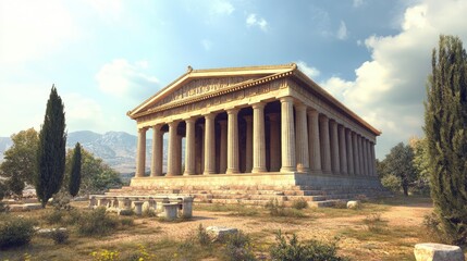 Fototapeta premium Ancient Greek Temple Architecture: A Majestic Structure