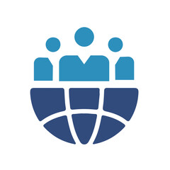 globe with figures symbolizing global teamwork and worldwide unity