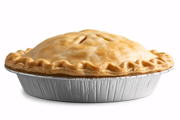 Golden Brown Crust Homemade Apple Pie in Aluminum Pan