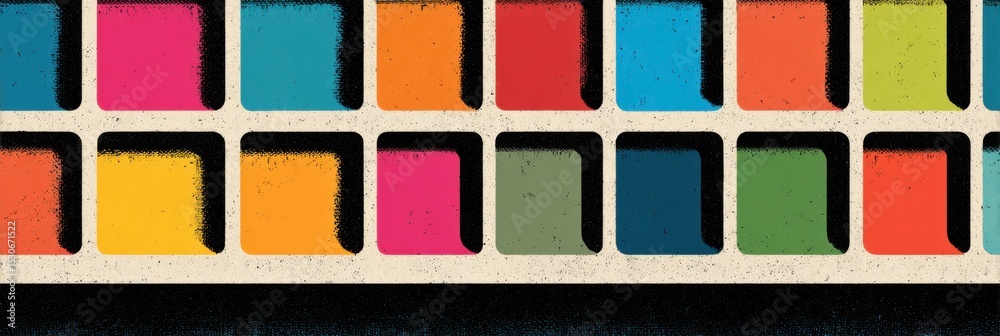 Poster retro-style illustrated bracket grid featuring bold colors and a dedicated area for copy, ideal for 