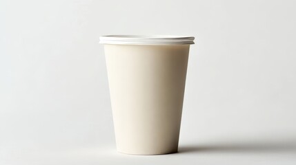 Realistic Beige Paper Cup Mockup on Clean White Background for Beverage Presentation and Branding