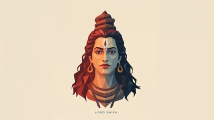 Minimalist portrait of Lord Shiva with 'LORD SHIVA' text below.
