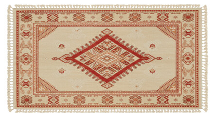 Isolated traditional rug with geometric pattern