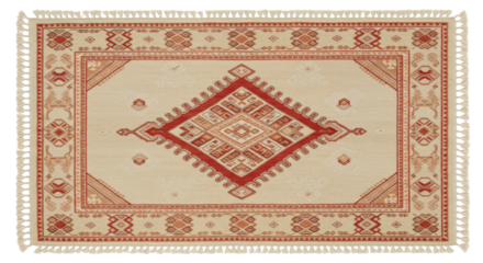Isolated traditional rug with geometric pattern