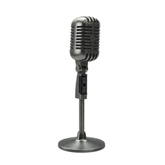 Fototapeta premium Vintage Microphone: Retro Audio Equipment, Podcast, Radio Broadcasting, Music Recording