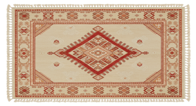 Isolated traditional rug with geometric pattern - Powered by Adobe