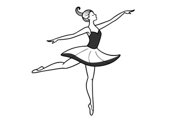 Ballerina in elegant pose with dress and pointe shoes isolated on transparent background