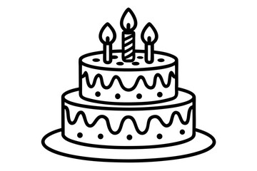 Birthday cake line art design isolated on transparent background