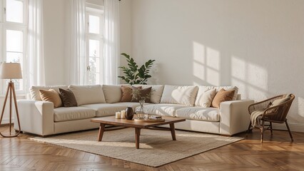 Fototapeta premium Living room interior with modern furniture