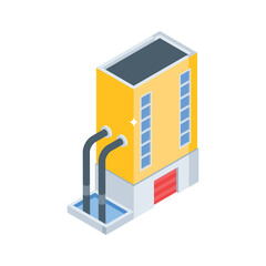 Grab this isometric icon of functional manufacturing plant