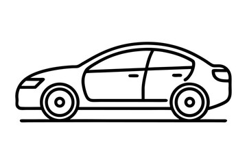 Naklejka premium Continuous line car icon drawing isolated on transparent background