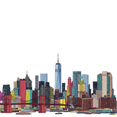 Naklejka premium Vibrant New York City Skyline Illustration
