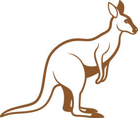 Kangaroo Silhouette Line Art Vector Illustration On White Background