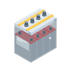 A captivating isometric style icon of energy accumulator