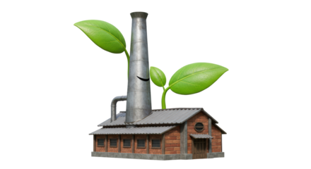 Isolated Eco-Friendly Factory Cartoon
