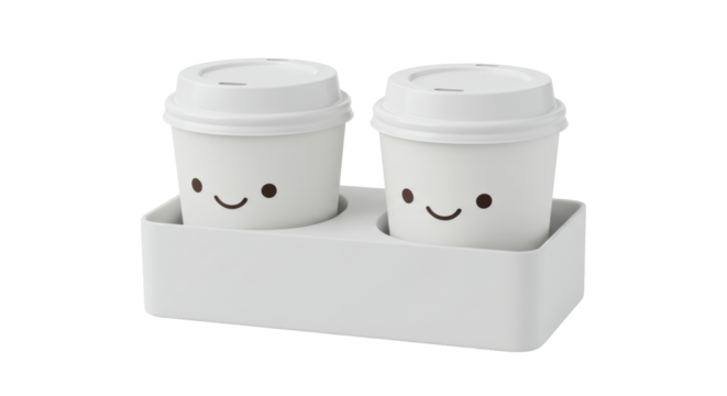 Isolated Two Takeout Coffee Cups