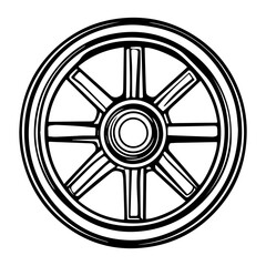 Obraz premium Wheel SVG Icon – Simple Outline Vector Isolated