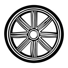 Naklejka premium Minimalist Wheel Symbol – Flat Line Art Design