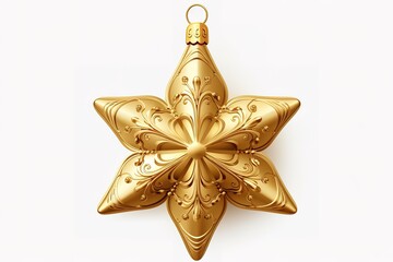 Elegant golden star christmas ornament with ornate decorative design and shimmering finish