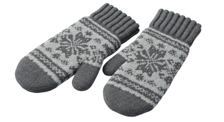 Isolated Knitted Mittens