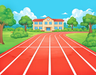 School with a Running Track Background