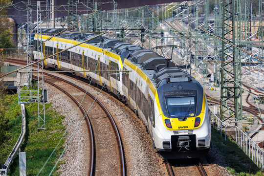 Regional train of SWEG type Bombardier Talent 2 in Stuttgart Untert&uuml;rkheim, Germany