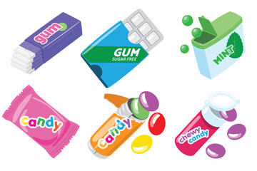 Colorful Candy and Gum Vector Set