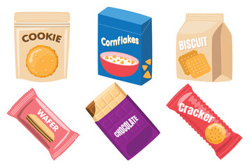 Snack and Breakfast Packaging Vector Set