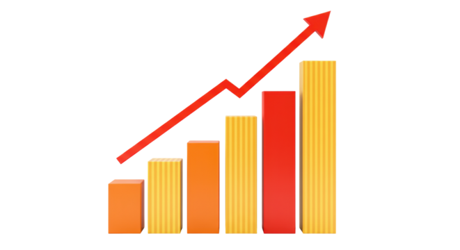 Isolated Upward Trending Bar Graph - Powered by Adobe