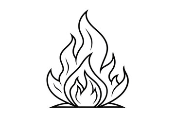Continuous line fire flame linear icon isolated on transparent background