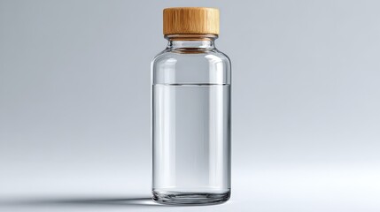 Glass Water Bottle with Bamboo Lid Mockup Eco Friendly Product Packaging Design