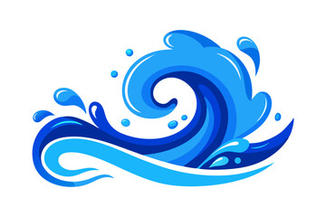 Continuous line drawing of water splashes and waves isolated on transparent background