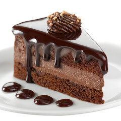 Piece of chocolate cake on plate isolated on white background isolated quality photo clear detailed isolated picture scene concept scene photo bright photo colorful colorful background quality concept