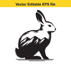 Mountain Silhouette Rabbit Vector Illustration