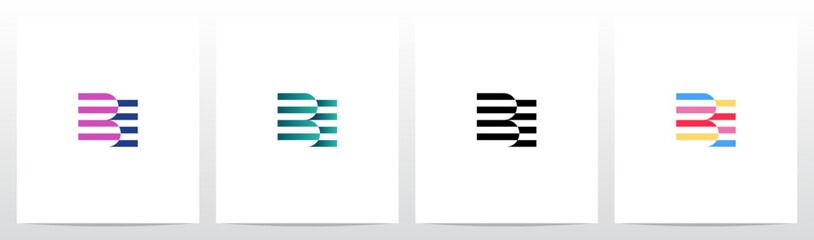 Horizontal Stripes Lines Alternating Initial Letter Logo Design B
