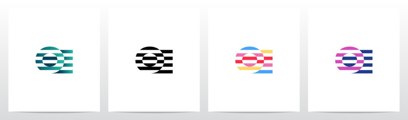 Horizontal Stripes Lines Alternating Initial Letter Logo Design O