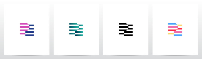 Horizontal Stripes Lines Alternating Initial Letter Logo Design P