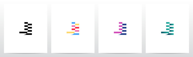 Horizontal Stripes Lines Alternating Initial Letter Logo Design J