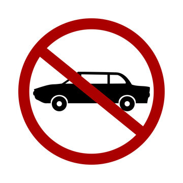 Sign prohibiting cars on white background. Vector illustration.