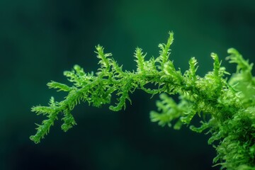 Close-up view of a delicate moss branch.