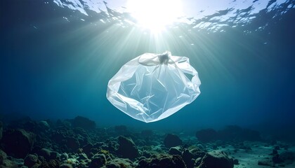 Fototapeta premium Plastic bag under the sea.