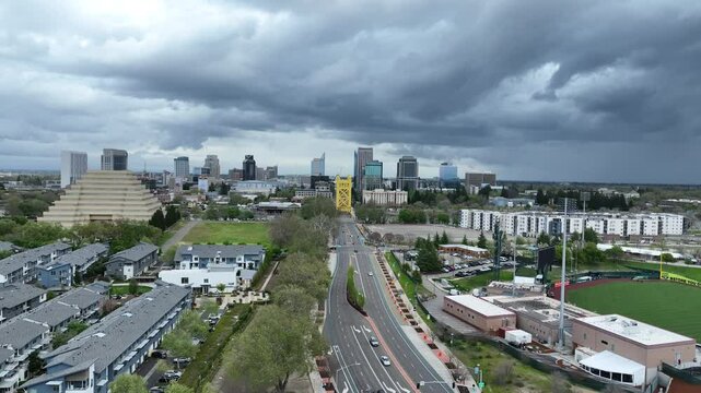 West Sacramento California Tower Bridge Aerial