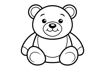 Adorable single line drawing of a teddy bear isolated on transparent background