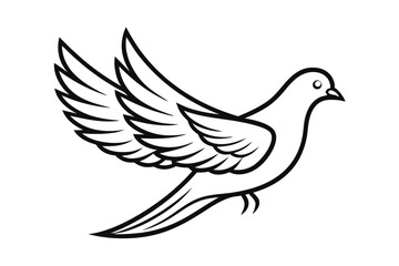 Obraz premium Elegant line art dove illustration isolated on transparent background