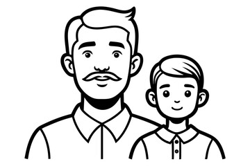 Father s day line art illustration featuring a loving family scene isolated on transparent background