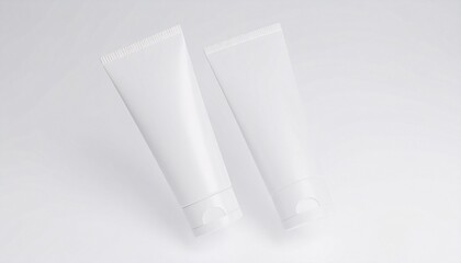 Two tubes of white plastic with a white label. The tubes are empty